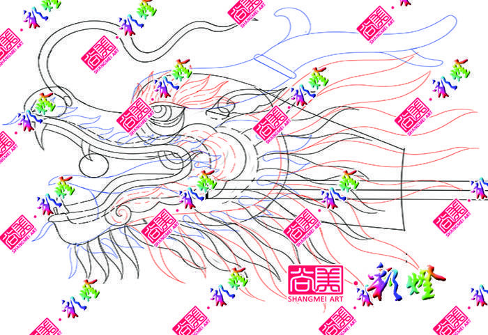 牛年彩燈《龍騰四?！反笮椭黝}彩燈龍頭放樣圖